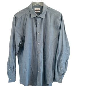 Calvin Klein Men's Supima  Slate Blue Slim Fit Stretch Dress Shirt